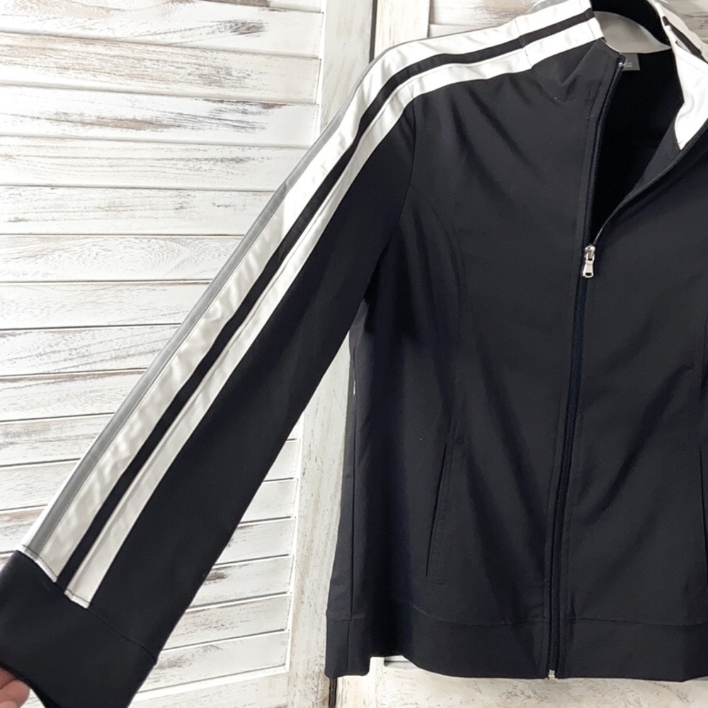 SJB Active | Black & White Striped Zip-Up Athletic Jacket – Size Small - Picture 6 of 9